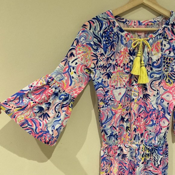 Lilly Pulitzer Bell Sleeve Romper Yellow Tassels Beachy Summer Vacation XXS - Picture 4 of 12